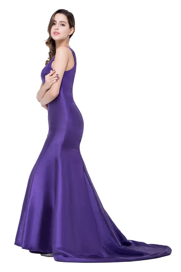 One-shoulder Sweep-length Mermaid Satin Bridesmaid Dresses