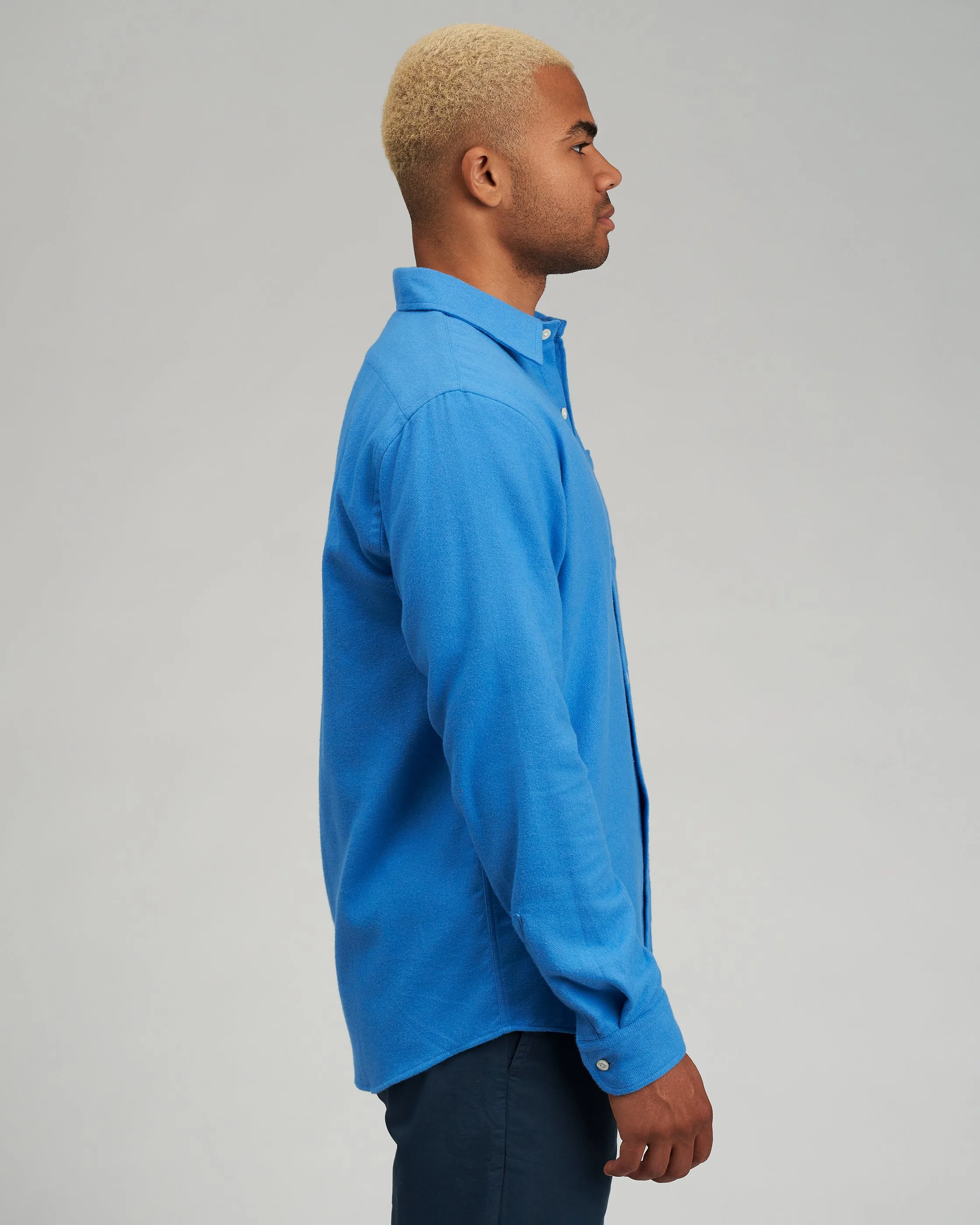 Organic Flannel Shirt - Pacific Blue