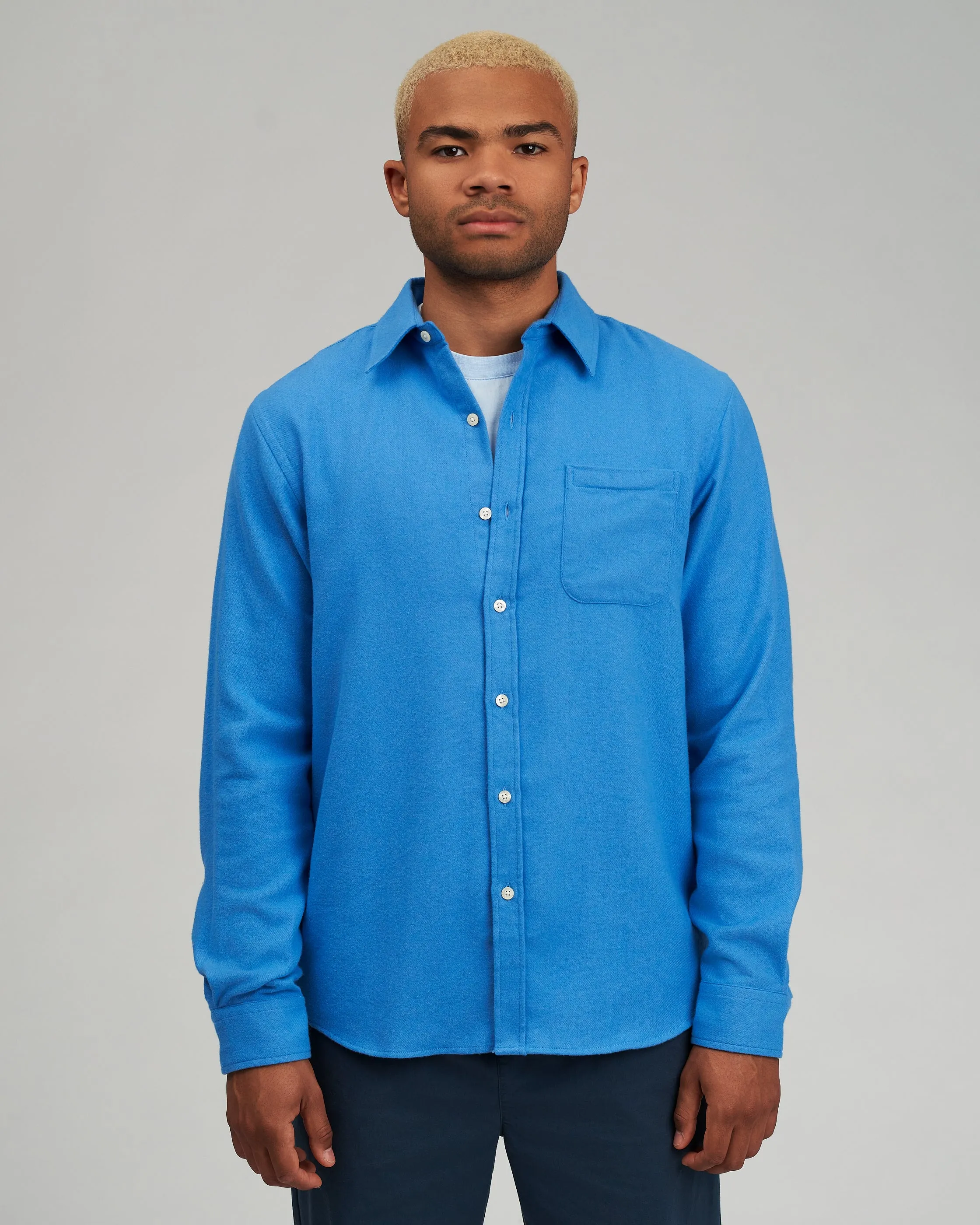 Organic Flannel Shirt - Pacific Blue