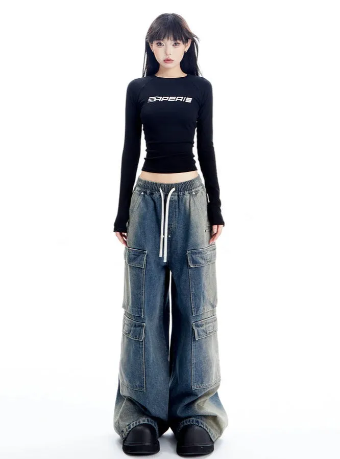 Oversized Denim Cargo Pants