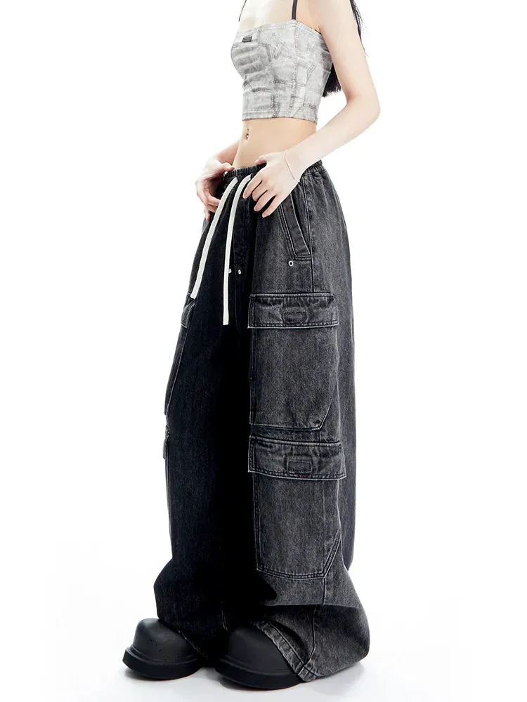 Oversized Denim Cargo Pants