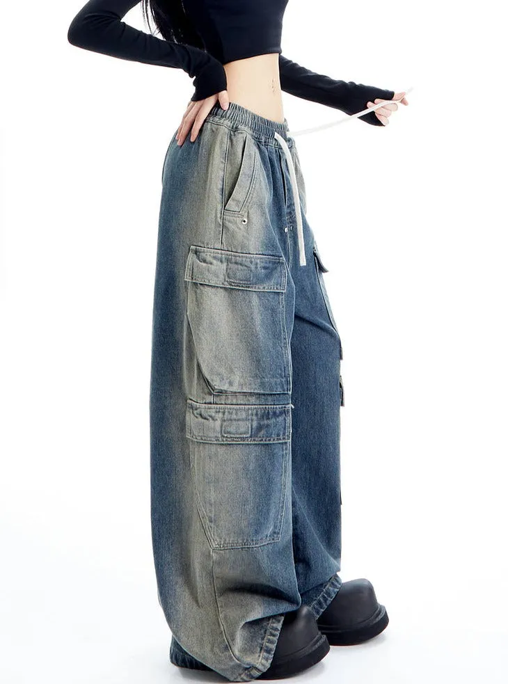 Oversized Denim Cargo Pants