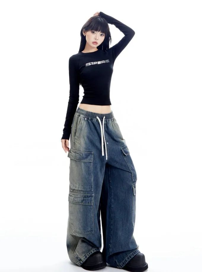 Oversized Denim Cargo Pants