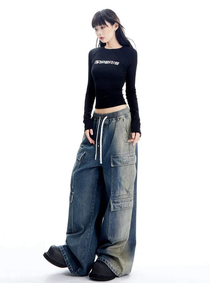 Oversized Denim Cargo Pants