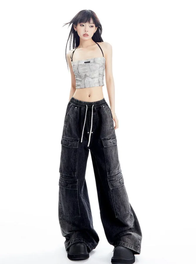 Oversized Denim Cargo Pants