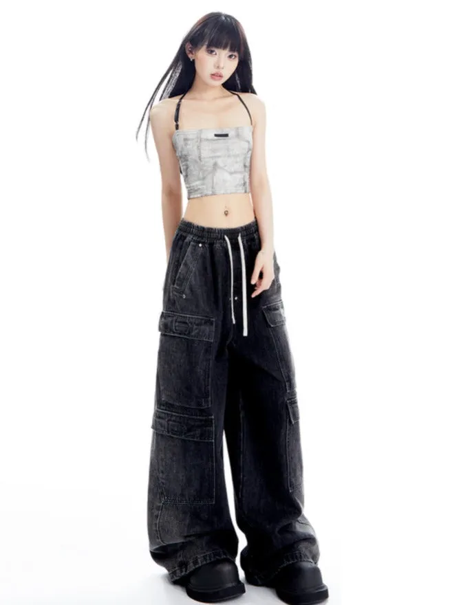 Oversized Denim Cargo Pants