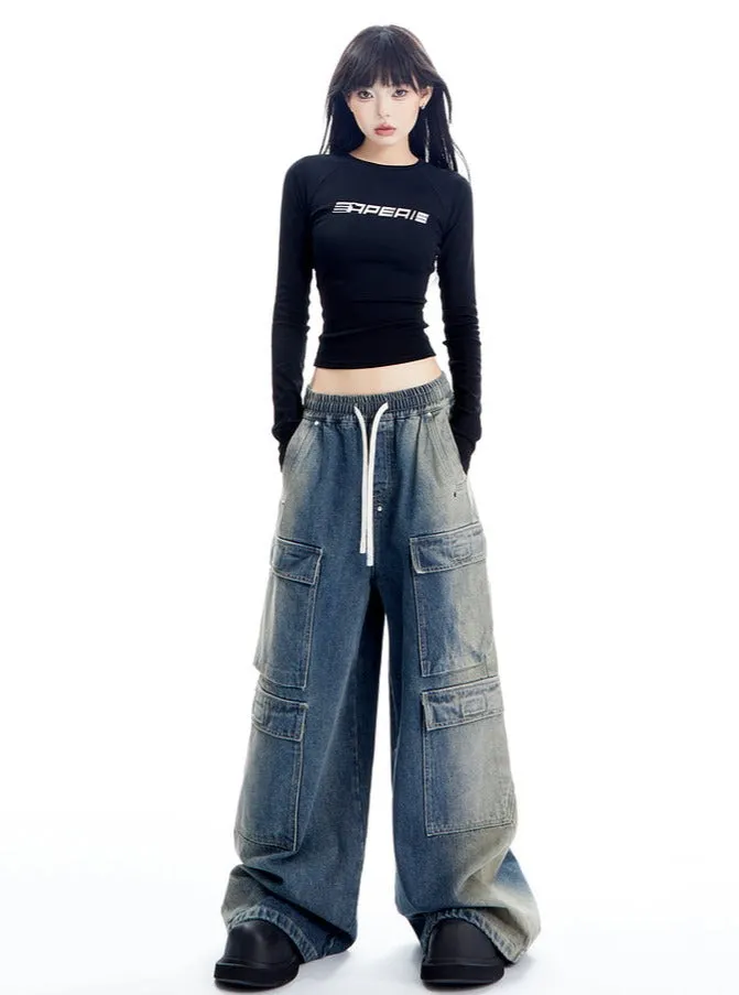 Oversized Denim Cargo Pants