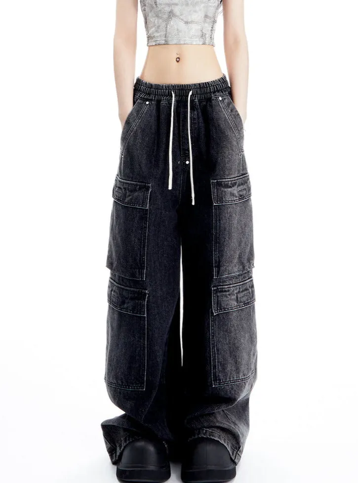 Oversized Denim Cargo Pants