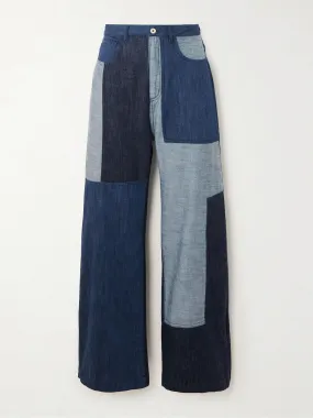 Patchwork high-rise boyfriend jeans