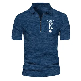 Pologize™ Casual Solid Color Half-Zip Kings Design Polo Shirt