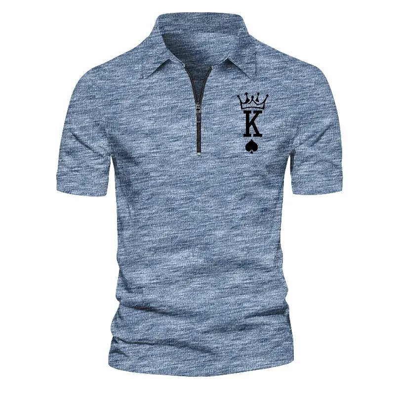 Pologize™ Casual Solid Color Half-Zip Kings Design Polo Shirt