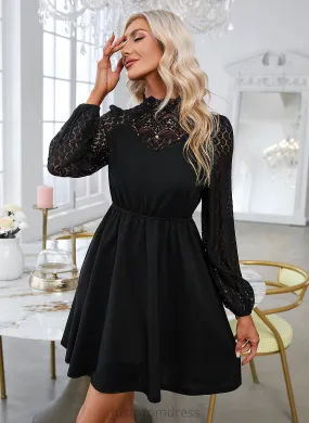 Polyester Mini Sleeves A-line Long Round Club Dresses Adalynn Dresses Elegant Neck