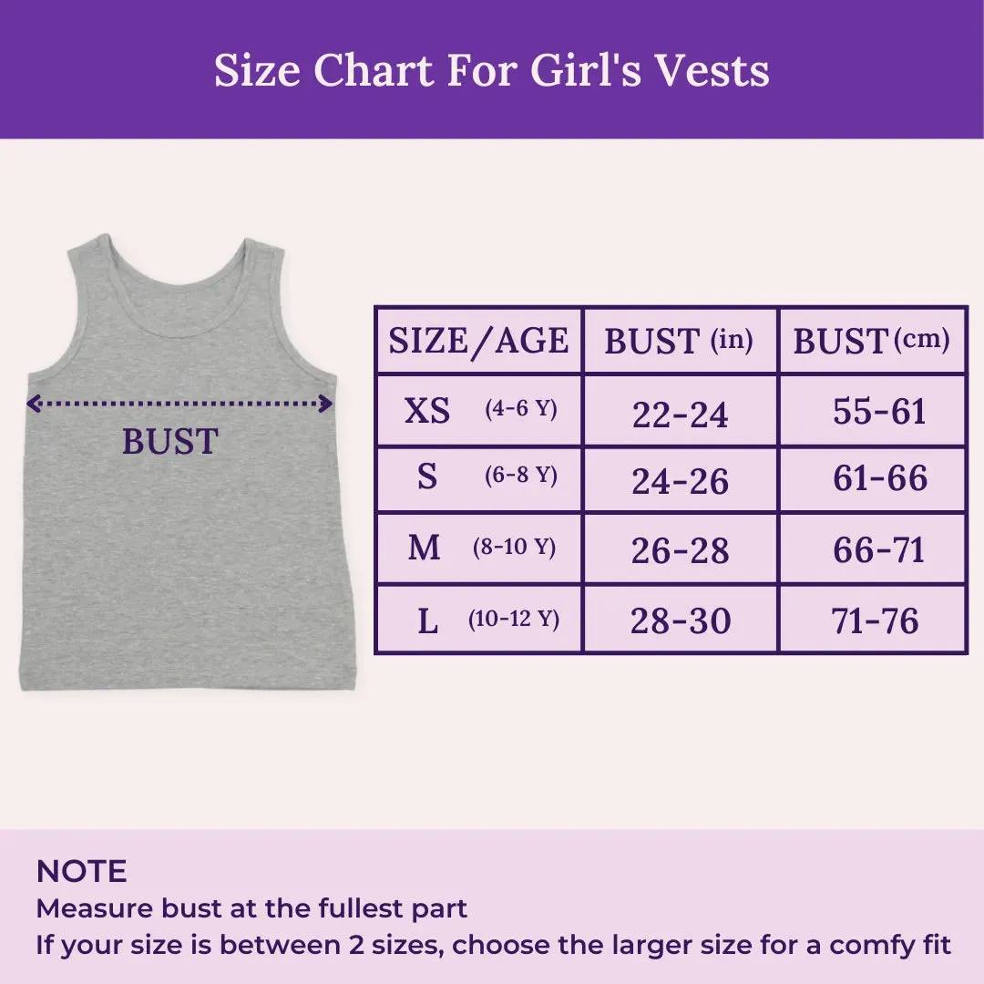 Power Of Choice Girl's Vests | Free DIY Iron On Stickers | Soft Fabric Shoulder | 7 Pack