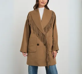 Rails - Hugo Double Face Double Breasted Fringe Coat in Camel