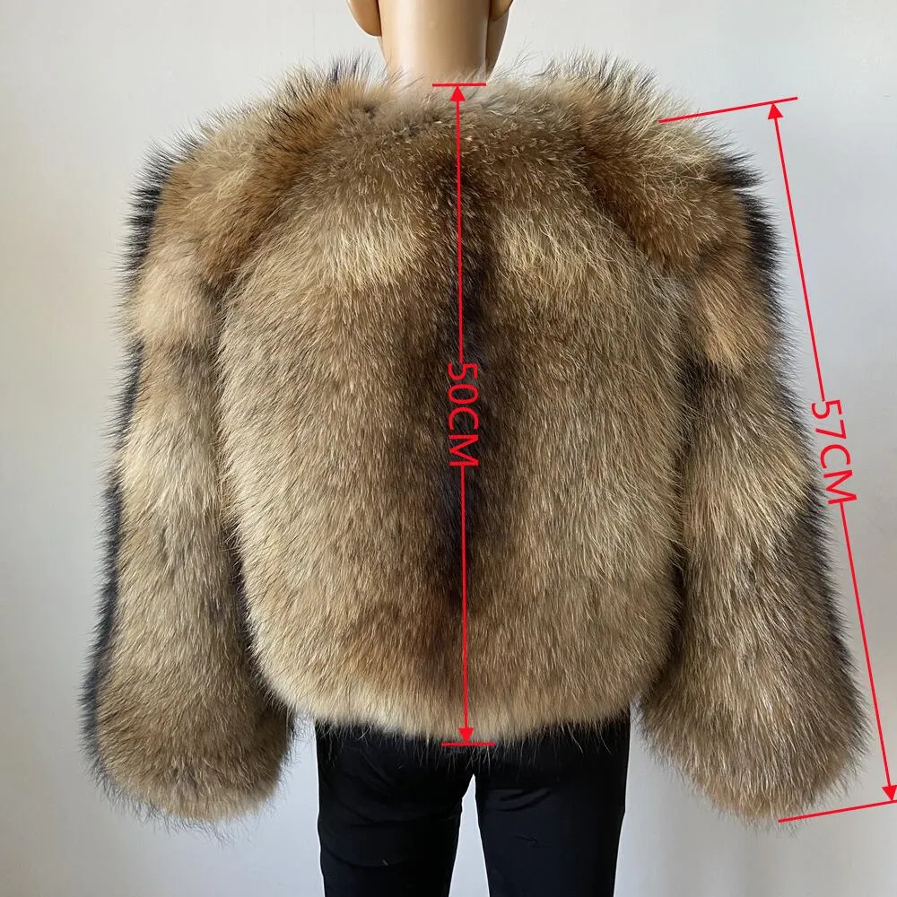 Real Natural Fur Fashion Round Neck Warm Coat