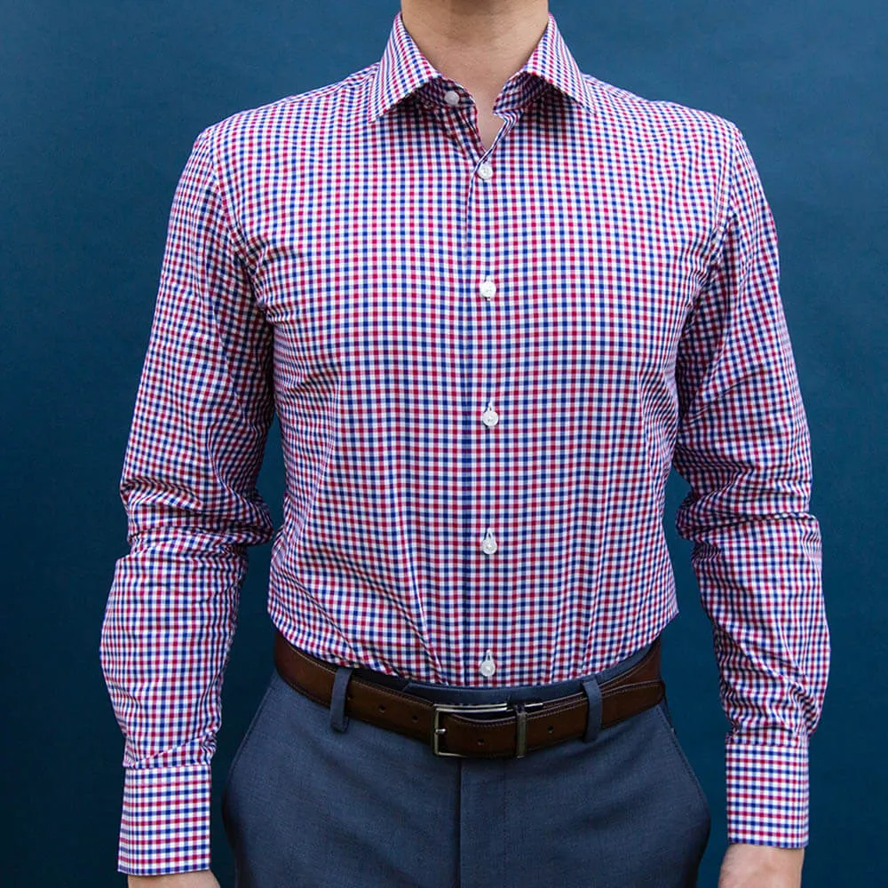 Red and Blue Checked Dress Shirt | The Kang