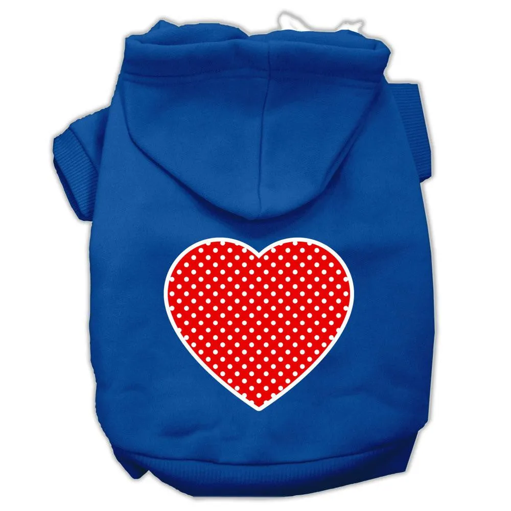 Red Swiss Dot Heart Screen Print Pet Hoodies Blue Size XXXL (20)