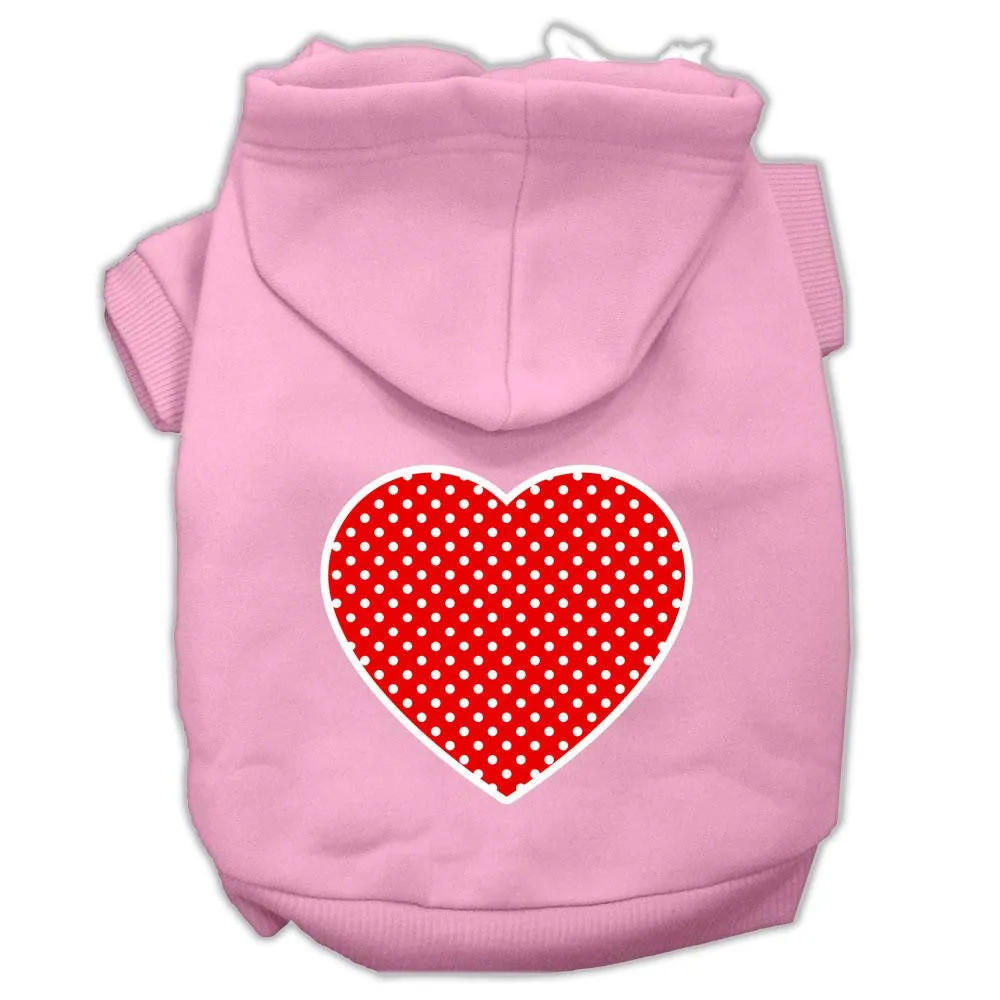 Red Swiss Dot Heart Screen Print Pet Hoodies Light Pink Size XXXL (20)