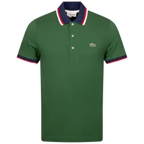 Regular Fit Stretch Cotton Pique Contrast Collar Polo Pine Green - SS24