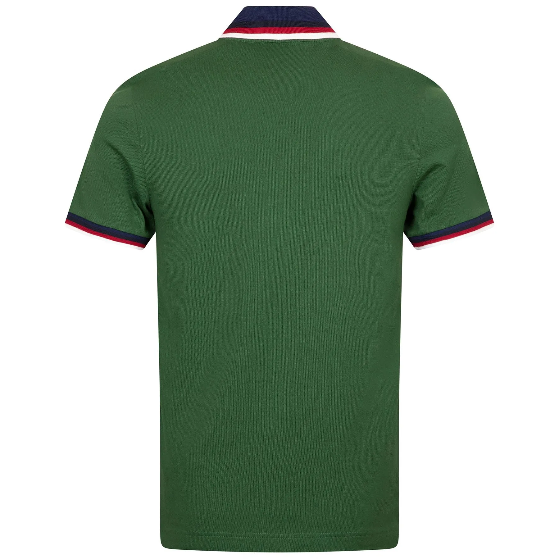 Regular Fit Stretch Cotton Pique Contrast Collar Polo Pine Green - SS24