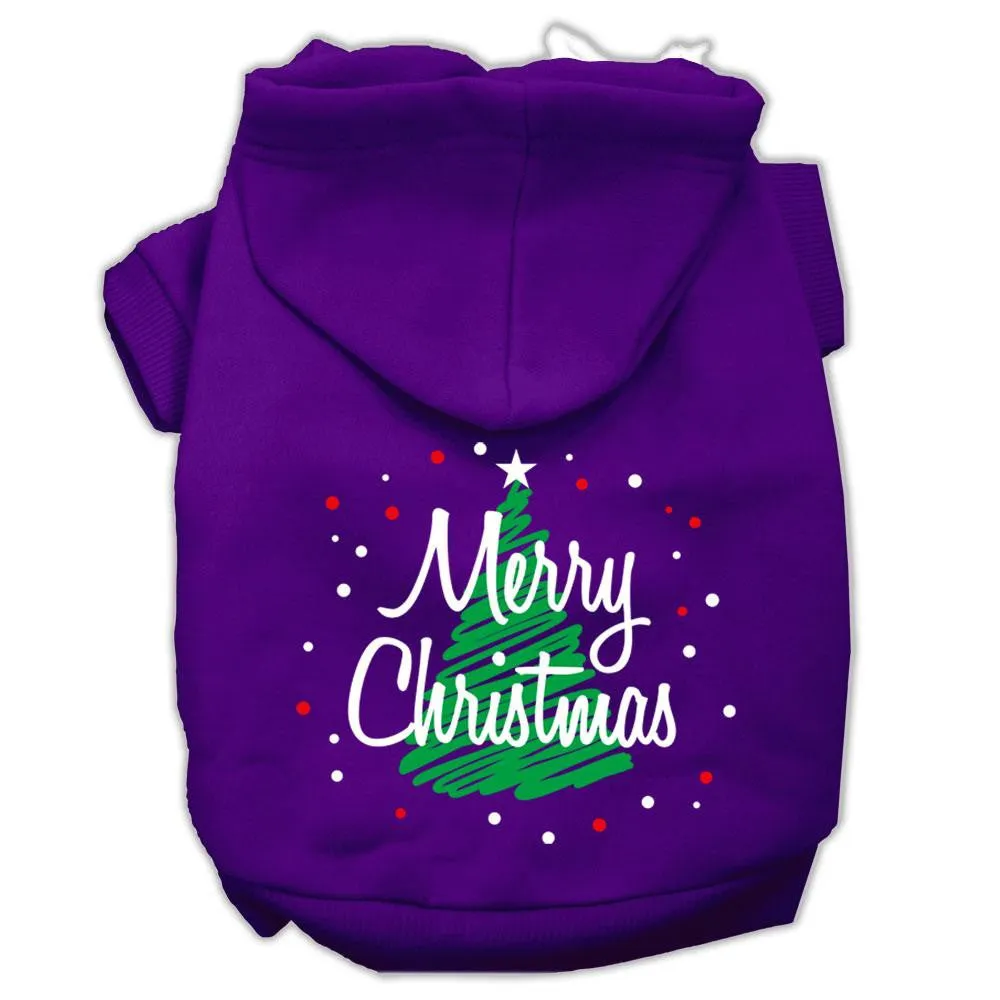 Scribbled Merry Christmas Screenprint Pet Hoodies Purple Size XS (8)