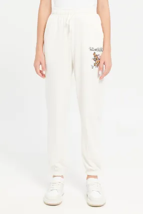 Senior Girls Ivory Tom And Jerry Track Pants