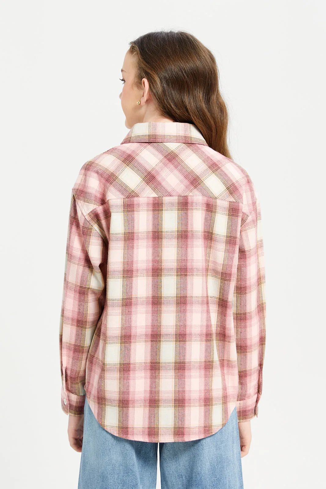 Senior Girls Pink Checkered Shirt