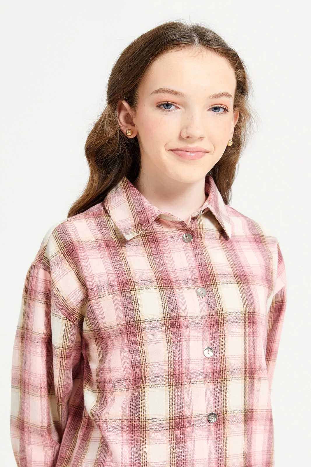 Senior Girls Pink Checkered Shirt