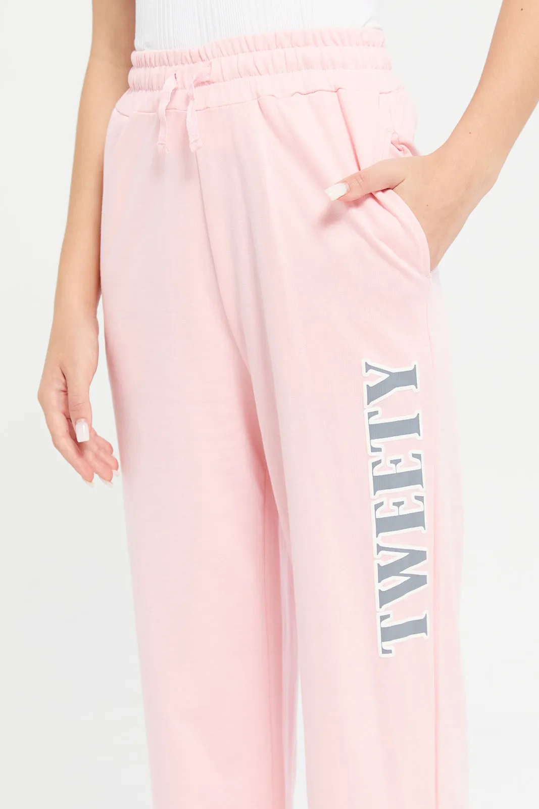 Senior Girls Pink Tweety Track Pants