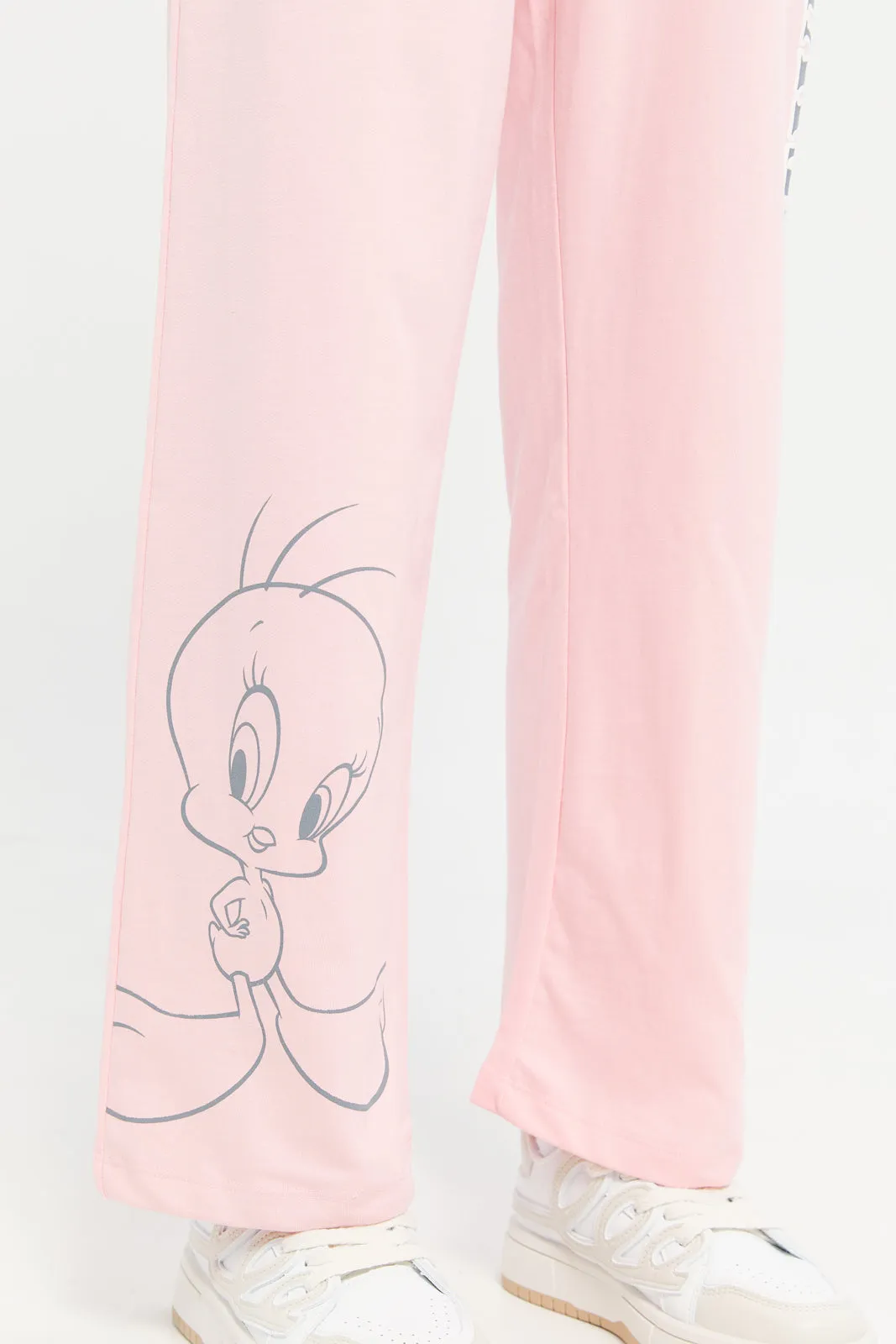 Senior Girls Pink Tweety Track Pants