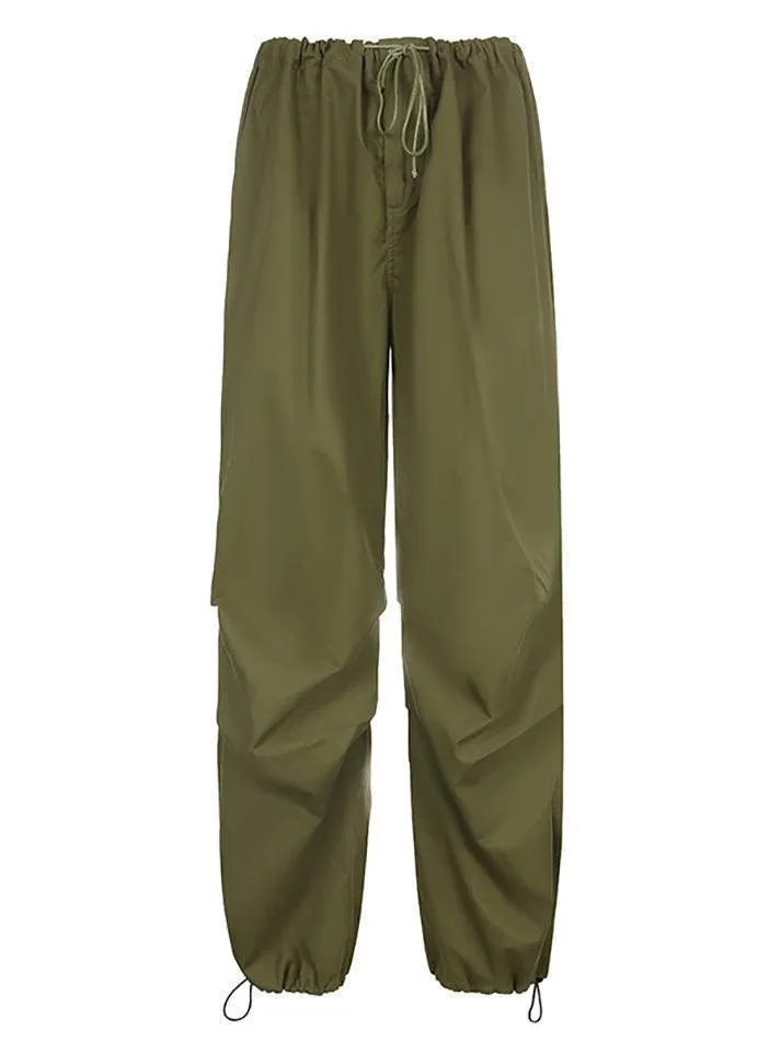 Size Friendly Low Waist Parachute Cargo Pants