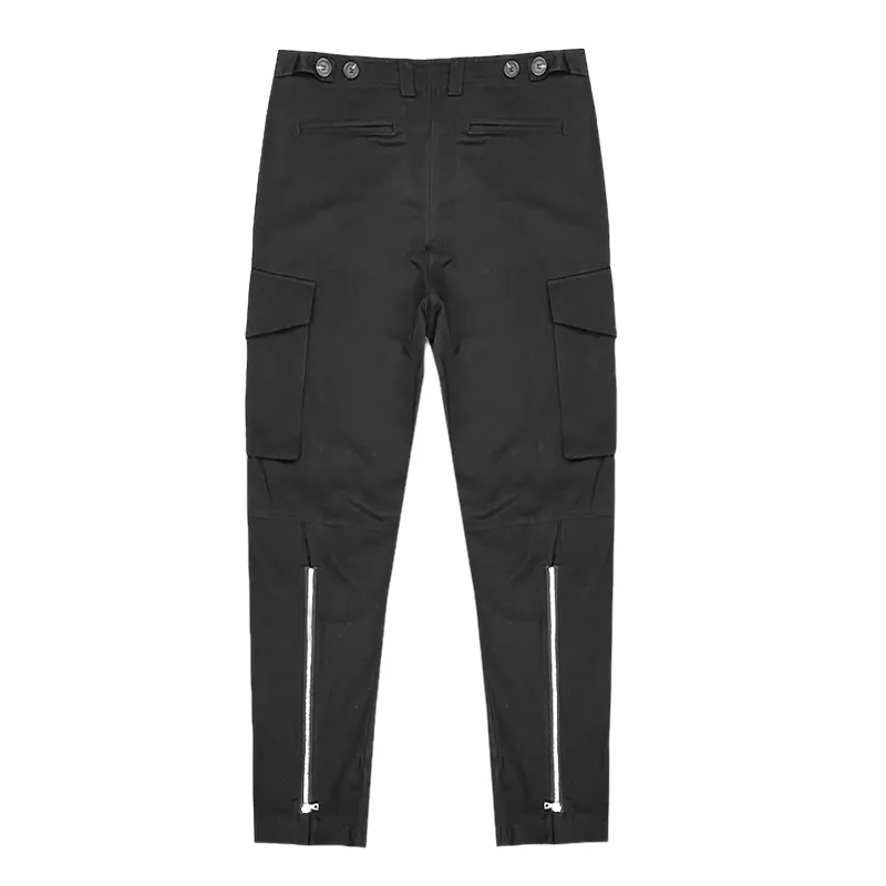 Slim fit boot cut cargo pants with back zippers