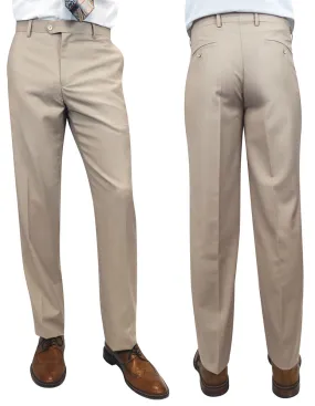 SLIM FIT FLAT FRONT DRESS PANTS, SUPER 150'S ITALIAN FABRIC | PL-100-Tan