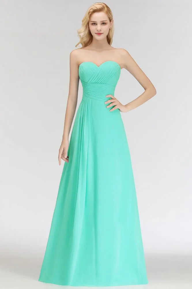 Sweetheart Strapless Floor Length Ruffles Top Bridesmaid Dress