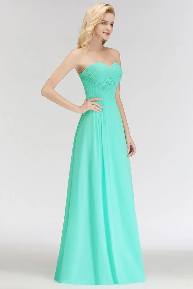 Sweetheart Strapless Floor Length Ruffles Top Bridesmaid Dress