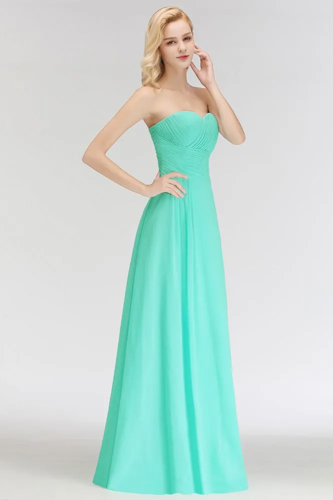 Sweetheart Strapless Floor Length Ruffles Top Bridesmaid Dress