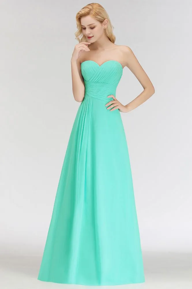 Sweetheart Strapless Floor Length Ruffles Top Bridesmaid Dress