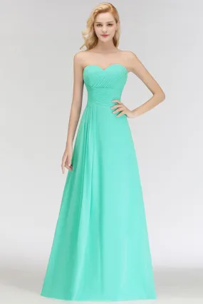 Sweetheart Strapless Floor Length Ruffles Top Bridesmaid Dress