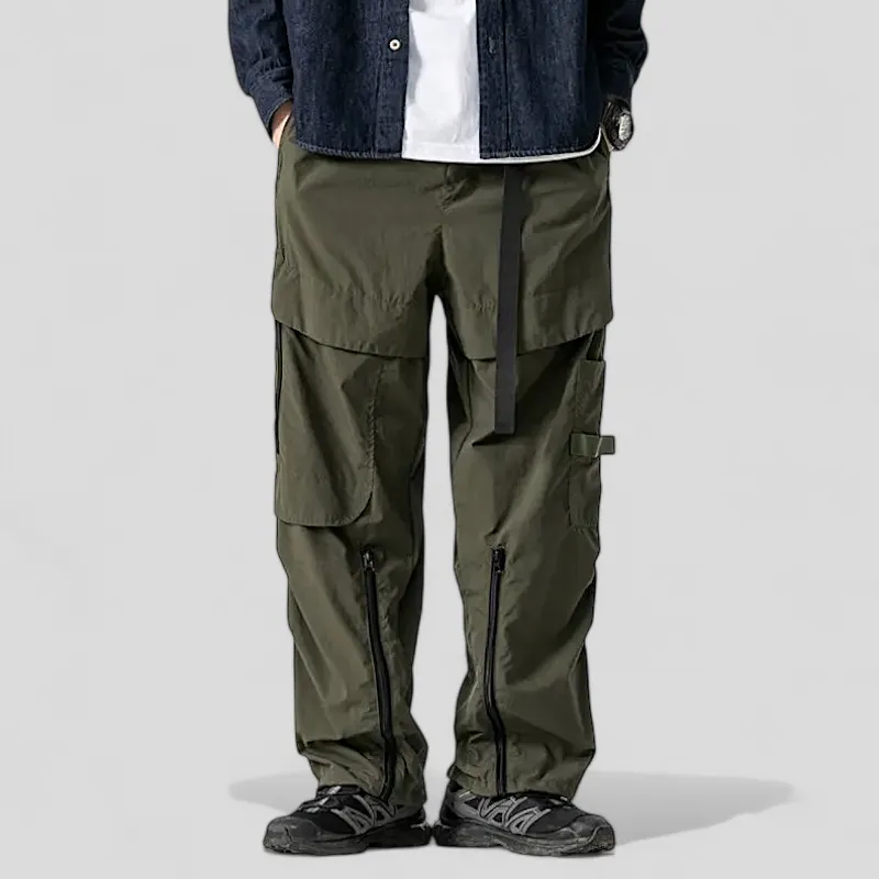 Technical cargo pant with self belt