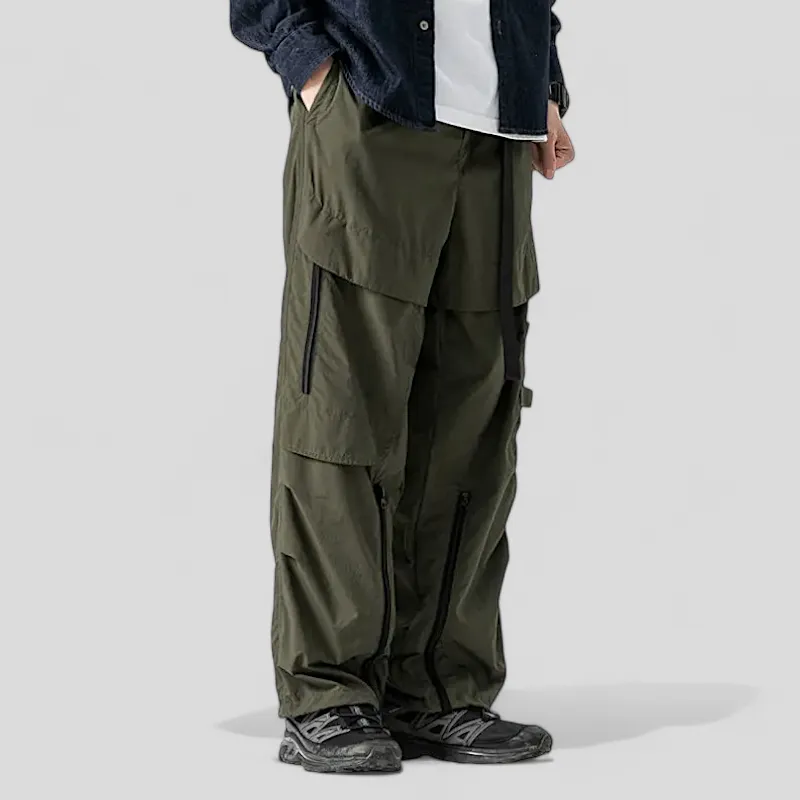 Technical cargo pant with self belt