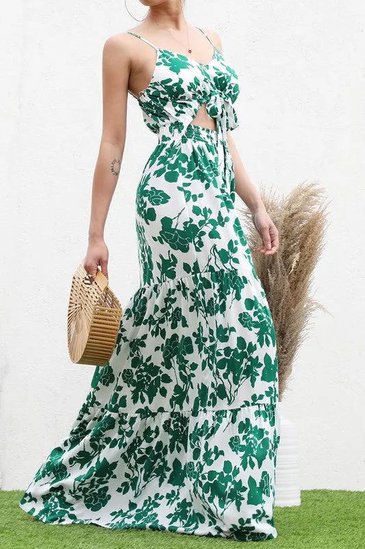 Tie Front Woven Maxi Dress