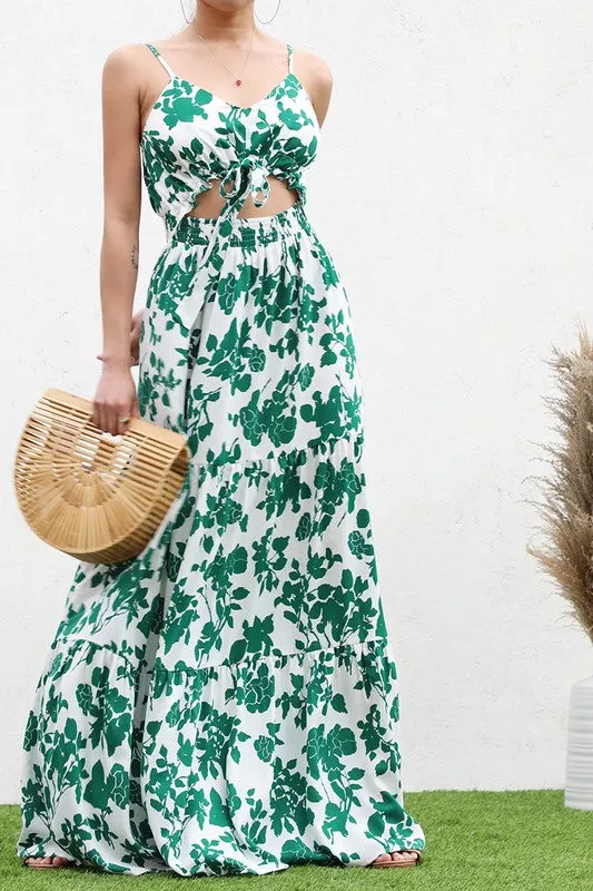 Tie Front Woven Maxi Dress