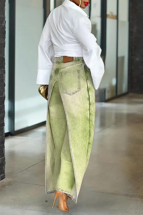 Unique Patchwork High Waist Wide Leg Jeans