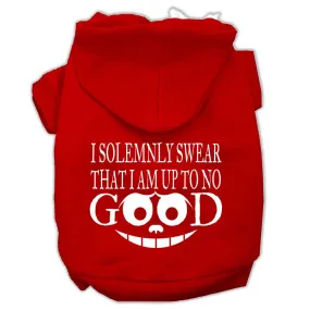 Up to No Good Screen Print Pet Hoodies Red Size Sm (10)