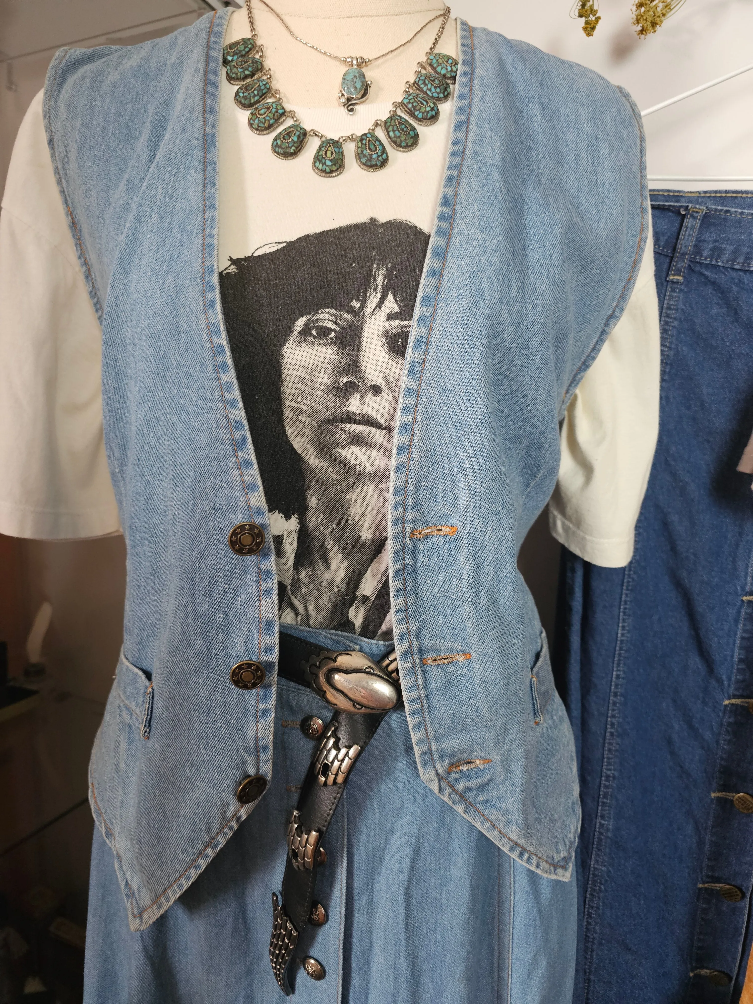 Vintage 90s Denim Vest – Classic Blue Wash – S