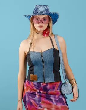 Vintage customized Levi’s denim patchwork corset top