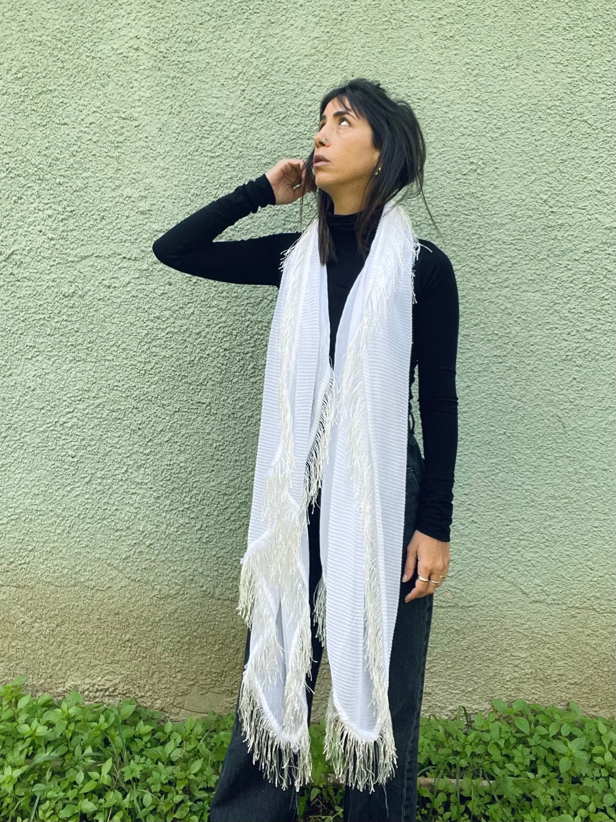 White Fringed Shawl