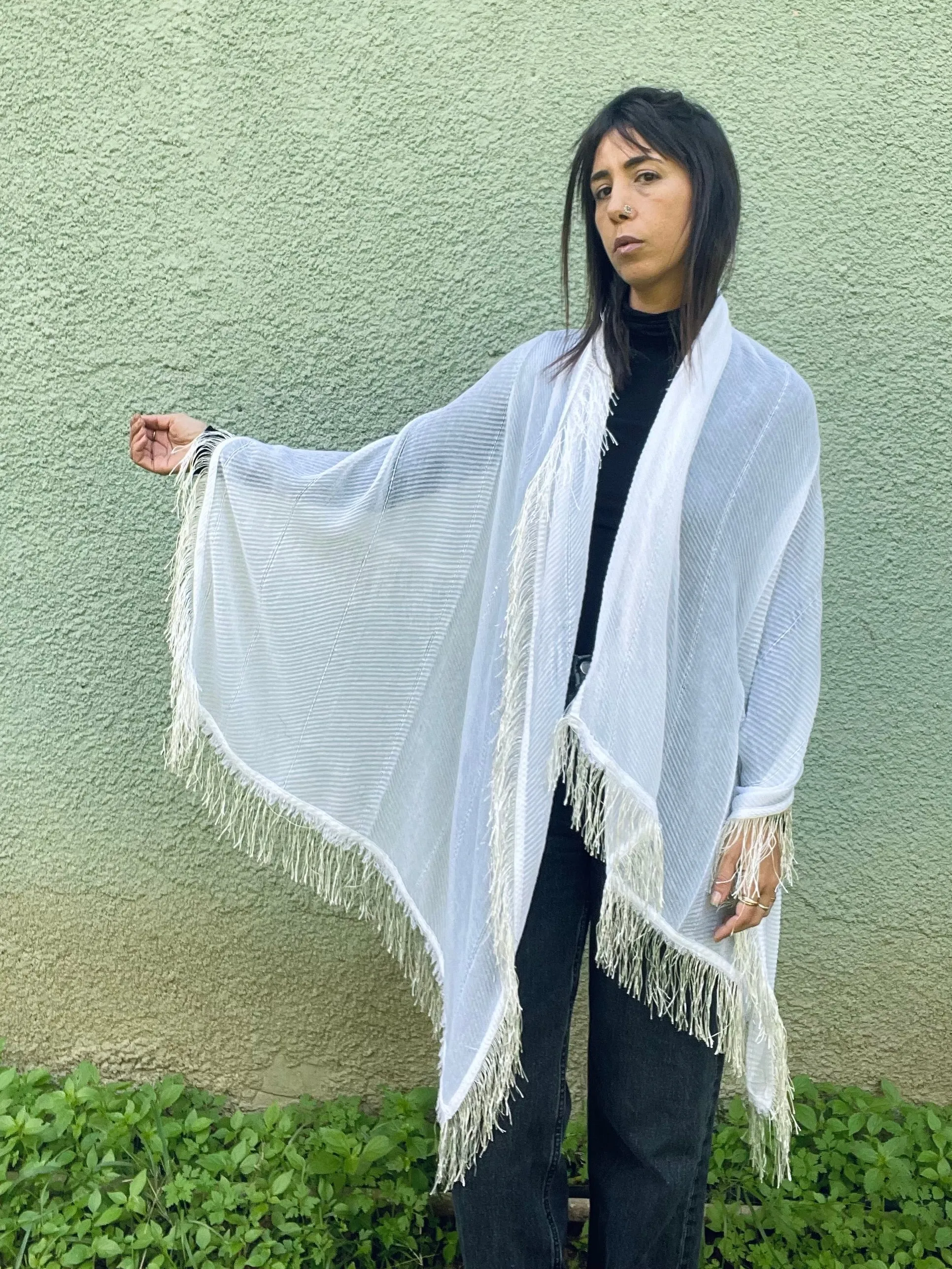 White Fringed Shawl