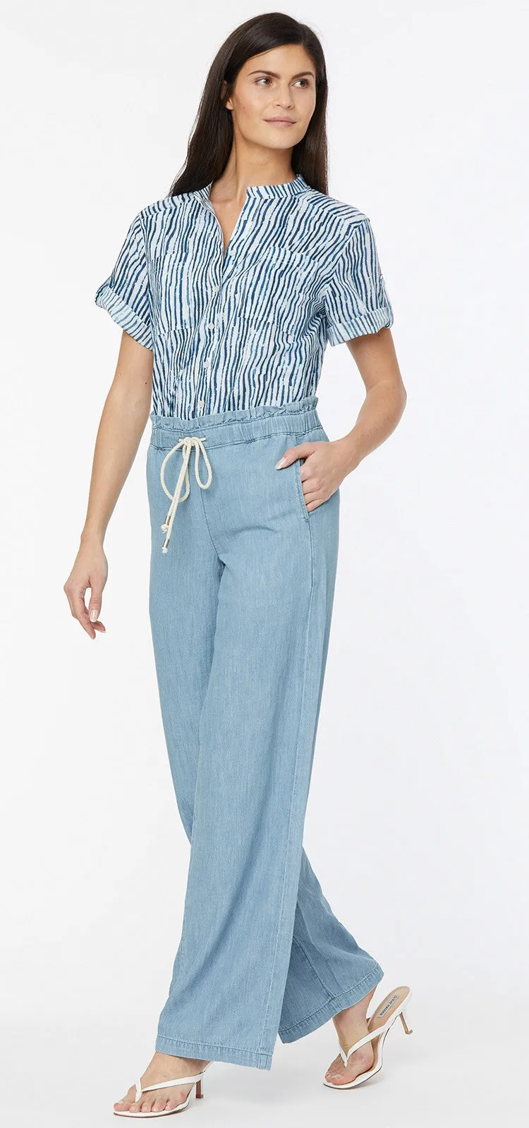 Wide Leg Trouser Light Blue Chambray | Light Stone