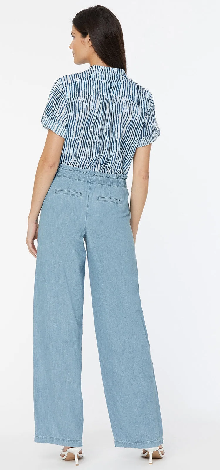 Wide Leg Trouser Light Blue Chambray | Light Stone